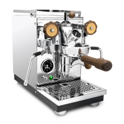 Profitec Pro 400 Espresso Machine With Flow Control And Walnut -Coffee Shop Chrome Walnut Orange FC